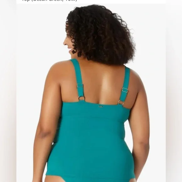 Anne Cole Twist Front Underwire Tankini Swim Top - Ocean Green